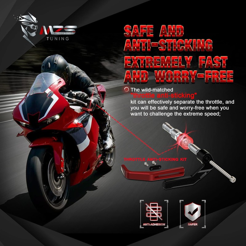 MZS Motorcycle Lever Guards, Aluminum Clutch Brake Handlebar Protector Universal