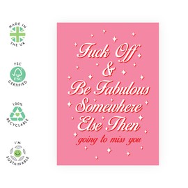 Central 23 Coworker Leaving Card - Funny Goodbye Cards For Colleague Friends Flatmate - College Farewell Card For Son Daughter Best Friend - Pink And Fabulous - Comes With Fun Stickers