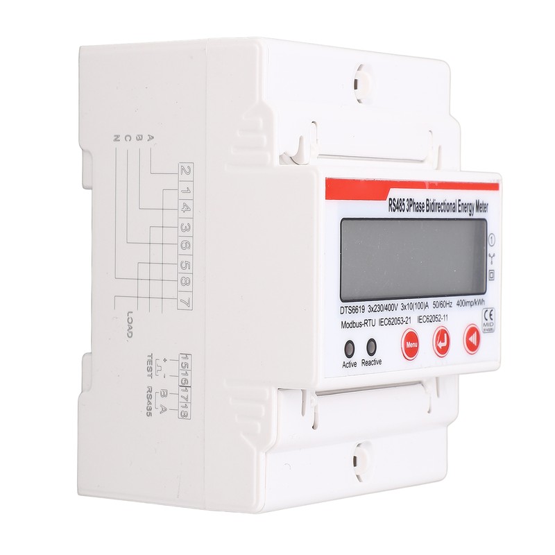 DIN Rail Power Meter 3 Phase 4 Wires Multifunctional LCD