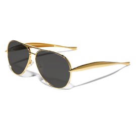 GUVIVI Retro Gold Aviator Sunglasses for Women Men, 2025 Metal Oversized 70s Aviators Black Sun Glasses