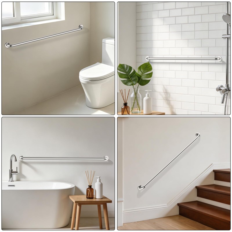 48 Inch Extra Long Chrome Stainless Steel Shower Grab Bar,