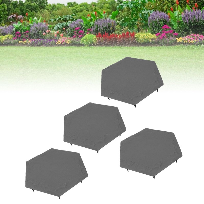 4Pcs Large Stepping Stones,Outdoor Stepping Stones with 24pcs Ground Stakes,Outside
