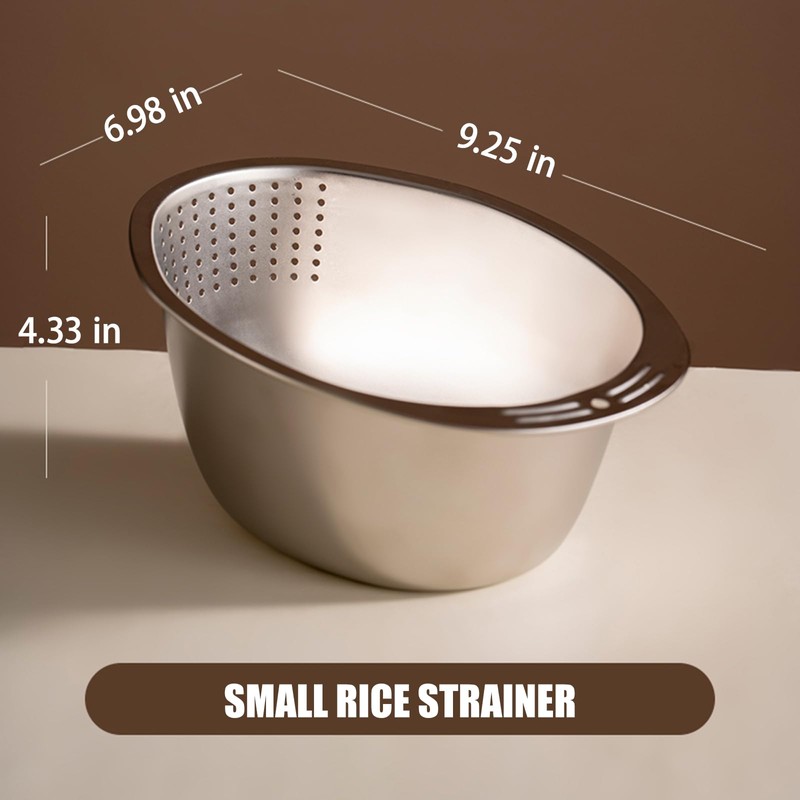Small Rice Washing Bowl with Strainer Quinoa Washer Bowl, Stainless