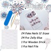 24pcs 4th of July Press on Nails Short Square Fake