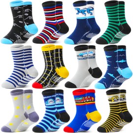 Welwoos 12 Pairs Stopper Socks Children Baby Boys Non-Slip Socks Children Non-Slip Cotton Socks, various