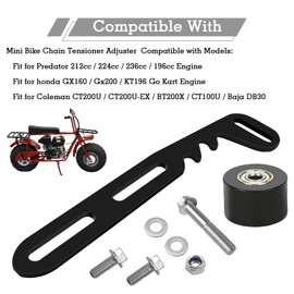 Black Chain Tensioner Adjuster with Roller, for Predator 212cc 224cc 236cc 196cc, Coleman CT200U/EX BT200X, Honda GX160/GX200, Baja DB30 Mini Bike & KT196 Go Kart