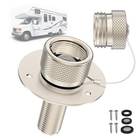 F-pianwe All Metal RV City Water Inlet with Check Valve RV water inlet -rv water fill inlet Leak Proof & Universal Fit for RV Camper Motorhome Trailer Marine -Nickel