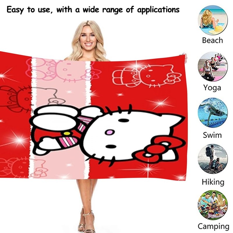 Hellokiitty Beach Towels, Hellokiitty Microfibre Beach Towel Velour Towel Swimming
