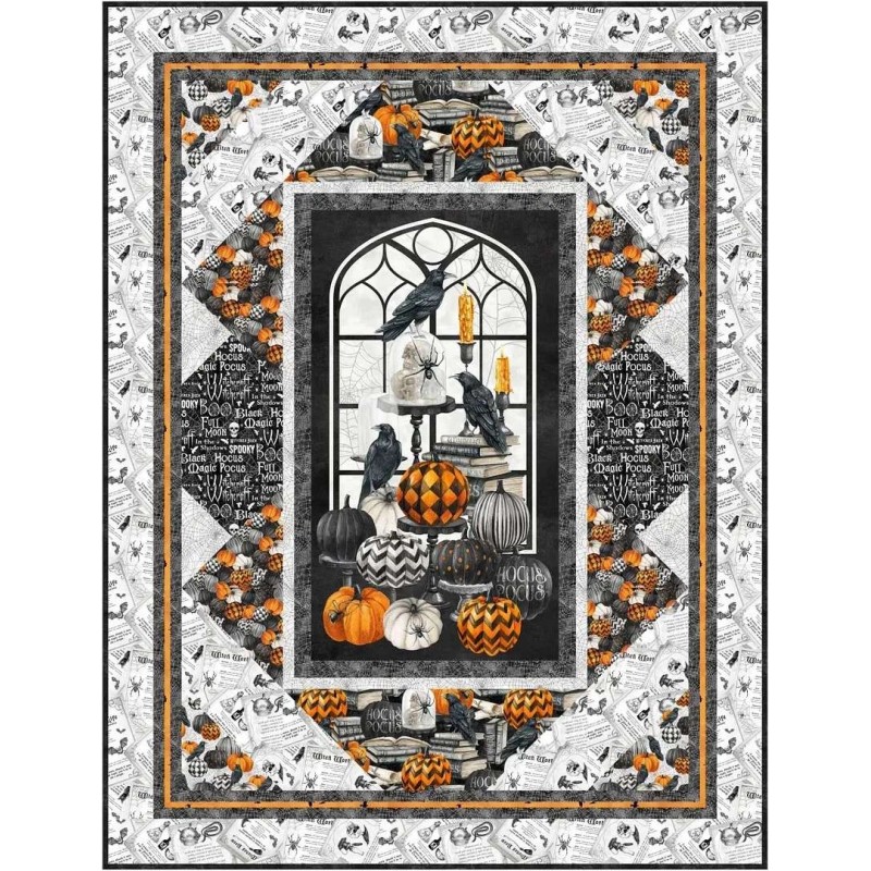 Northcott - Spellbound - Mini Crows - Orange, Fabric BTY