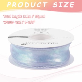 PATIKIL Iridescent Organza Ribbon 1-1/2 Inch x 10 Yard, Sheer Wired Shimmer Chiffon Ribbons Sparkly Fishtail Yarn Gift Ribbons with Scroll for Gift Wrapping Floral Bouquet, Purple