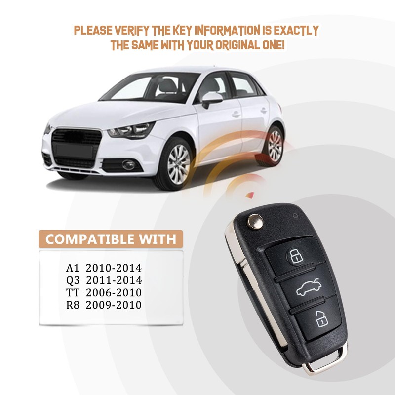 USAKeys Car Key Replacement for AUD- A1 TT R8 Q3