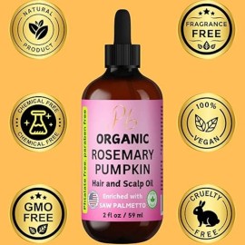 Pomberries Organic Rosemary Pumpkin Saw Palmetto Hair Growth Oil for Scalp & Hair Loss Care