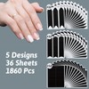 1860 Pcs French Tip Nail Guides, Self-Adhesive French V-Shaped Moon