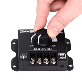 LED Dimmer DC 12V-24V Lighting Dimming Controller 30A 12 Volt 24 Volt Light Dim Switch. Easy Solution for LEDs Strips Tubes Bars. Eliminate Messy Wiring Work, Save Hassle of Crimping and Connecting