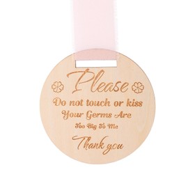 lasuroa Please Do Not Touch or Kiss Baby Sign, Round Please Don’t Touch Baby Sign with Ribbon Wooden No Touching Car Seat Tag for Newborn Strollers