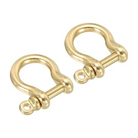 PATIKIL D-Ring Shackle, 2 Pack 10mm Inner Width Brass Pin Shackle U Type Fob Key Hook Small Bow Shackles for DIY Craft Leather Replacement