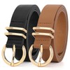 XZQTIVE 2 Pack Womens Leather Belts for Jeans Dress Pants