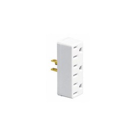 Leviton 15 Amp, 125 Volt, Triple Outlet Adapter, 697-W, White