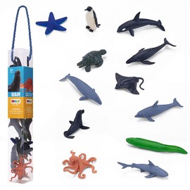 MOJO – Sea Life Mini Worlds Tube Playset 12pcs Starfish, Orca, Penguin, Whale, Stingray, Turtle, Dolphin, Octopus, Shark, Seal, Eel | Hand-Painted Toy Figures | Sealife Collection | Designed in UK