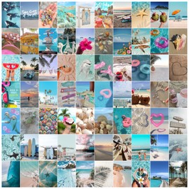 Leifyson 70PCS Summer Beach Wall Collage Kit Aesthetic Pictures, blue Collage Print Kit,Bedroom Decor for Teen Girls,VSCO Girls Bedroom Decor, Room Decor Aesthetic, 4x6 Inch
