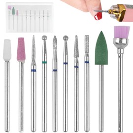 EssenceNest 10 Pcs Nail Drill Bits Set, Tungsten Carbide Diamond Nail Drill Bits for Electric E-File Manicure Pedicure Tools, Acrylic Gel Nails Cuticle Remover Kit