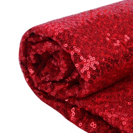 YIEMI Sequin Fabric for Fashion Clothing, Toys, Tablecloth & DIY (1 Yard, Red)