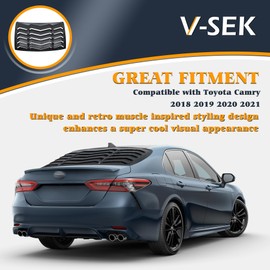 V-SEK Rear Window Louver Compatible with Toyota Camry 2018 2019 2020 2021 Windshield Sun Shade Cover in GT Lambo Style ABS Matte Black