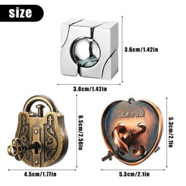 Sumind 3 Pieces 3D Metal Brain Teaser Puzzles Unlock Interlocking Puzzle Games IQ Education Logic Test Toys for Adults Mind Challenge, Christmas Birthday Gifts