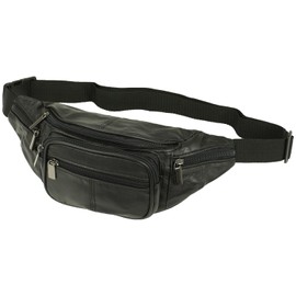 Bum Bag Bum Bag Black Genuine Leather Shoulder Bag, black, money belt