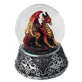 ICE ARMOR 3.25" H Red Volcano Dragon Snow Globe Statue Fantasy Decoration Figurine
