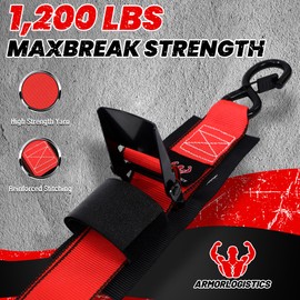 ARMORLOGISTICS Boat Tie Down Straps to Trailer, 2" x 48" Adjustable Boat Straps for Trailer, 2-Pack Boat Trailer Straps for Boat, Jet Ski, 1,200 Lbs Break Strength, Red