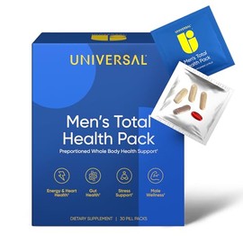 Men's Total Health Daily Vitamin Packs - 22 Essential Minerals & Vitamins for Men, All-in-One Multivitamin Supplement for Energy, Stress Support, Hear