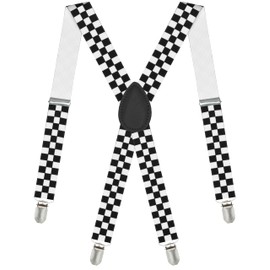 Dibi Checkered Mens Suspenders Adjustable 4 Clips Braces
