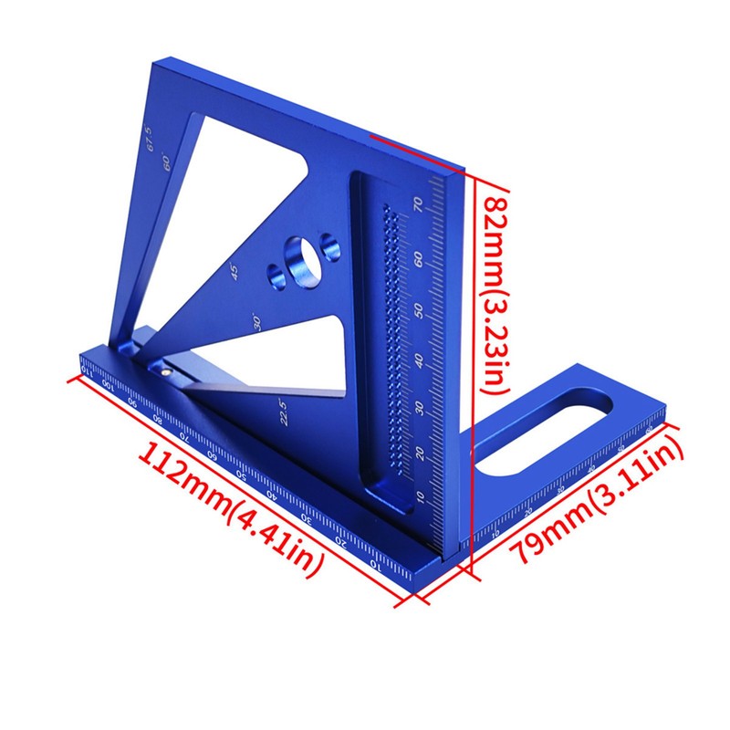 Upgrade Woodworking Measuring Ruler Metric/Inch 3D Multi-Angle Aluminum Alloy 22.5/30/45/60/67.5/90