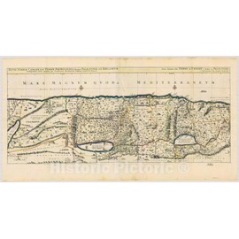 Historic Pictoric Map : Holy Land Maps #91, Situs Terrae Canaan, sive Terrae Promissionis hodie Palestinae, SS. Bibliorum intelligentiam exacte aperiens, Antique Vintage Reproduction : 24in x 13in