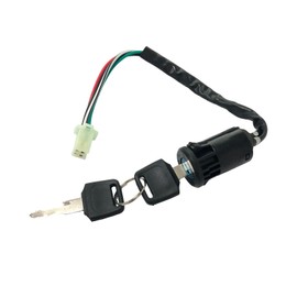 Dickno Motorcycle Ignition Switch, 4 Wire Pin Ignition Switch with 2 Keys, Key Locking Starter Switch Replacement for 50cc to 250cc Go Kart ATV Dirt Bike Scooter Motorcycle