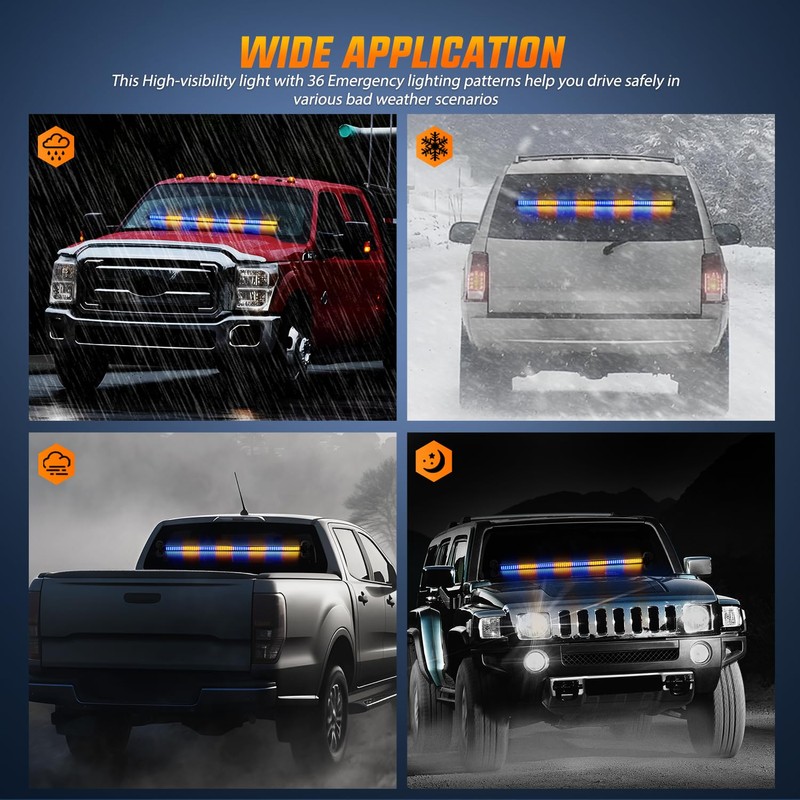 Nilight 144LED Traffic Advisor Strobe Light Bar with Controller Amber