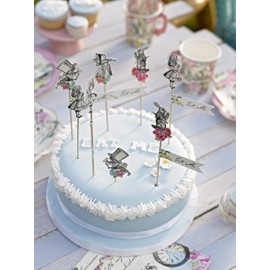 Talking Tables Lot de 12 Pics Alimentaires, Alice Au Pays des Merveilles, Papier, Multicolor