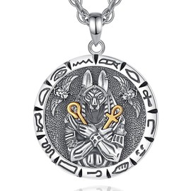CELESTIA Anubis Necklace Eygptian Jewelry for Women Men Anubis Pendant 925 Sterling Silver Ankh Necklace Ancient Egyptian Gifts for Women Men Teenage Ahnka