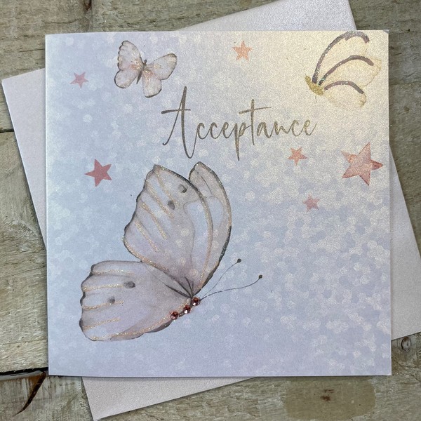 WHITE COTTON CARDS Acceptance Butterflies Design, Card, WB176