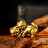 Playful Cats Brass Sculpture - 100% Solid Handcast Retro Animal