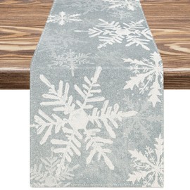 JarThenaAMCS Christmas Table Runner Snowflake Table Cover Decoration for Xmas Winter Indoor Outdoor Home Kitchen Party Supplies, 13 x 90 Inch