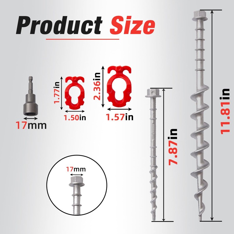 Aluminum Ground Anchors, 12-Pack Heavy-Duty Screw Stakes