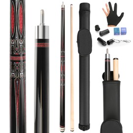 Kmise Pool Cues，Professional Billiard Pool Cue Stick with Hard Case 58" Canada Maple 13MM Tips, Low Deflection Technology - Perfect for Home Bars & Billiard (20oz Black)