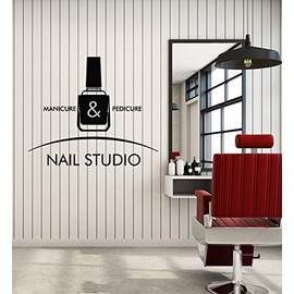 Vinyl Wall Decal Nail Studio Lacquer Manicure Pedicure Salon Stickers Mural Large Decor (g4502) Black