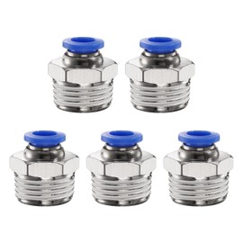 sourcing map Push to Connect Fitting 8mm Tube OD x 1/2" NPT Thread Male Straight Quick Connector Copper Air Line Hose Fittings for Industry Air System PC8-N04, Blue
