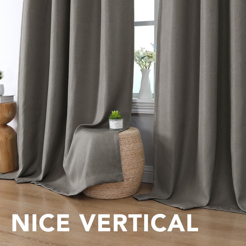 H.VERSAILTEX Linen Blackout Curtain 63 Inches Long for Bedroom/Living Room