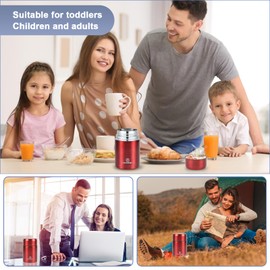 Dreamhigh® Thermal Food Container, 800 ml, Stainless Steel Food Warming Container, Food Thermos Flask, Leak-Proof, Includes Spoon, Hot for 12 Hours, Cold for 12 Hours (Red)