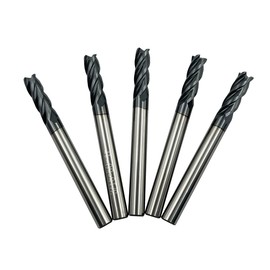 Home of quality tools 5PCS Carbide Square End Mill Bits Set, Milling Bits Cutter 3/16 Carbide End Mills for Alloy Steels/Hardened Steels, HRC 45 Deg Single End 4 Flute AlTiN Coating, 3/16 in