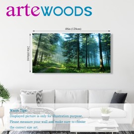 Green Forest Canvas Wall Art Living Room Wall Decor Large Nature Pictures Canvas Artwork Contemporary Wall Art Modern Landscape Pine Trees for Kitchen Office Home Decoration 20" x 40"